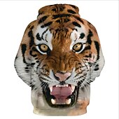 cheap Boy&#039;s 3D Animals-Kids Toddler Boys&#039; Hoodie &amp; Sweatshirt Long Sleeve Tiger Print Color Block Geometric 3D Print Brown Children Tops Active Basic