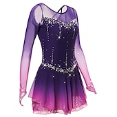 halpa Taitoluistelupuvut-Taitoluistelupuku Naisten Tyttöjen Luistimet Hameet Tumma harmaa Violetti Purppura Silmukka Spandex Erittäin elastinen Kouluts Harjoittelu Kilpailu Luisteluasu Käsintehty Klassinen Kristalli / Strassi