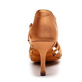 abordables Chaussures de danses latines-chaussures à talons de danse latine à lanières en satin pour femmes avec semelle en daim souple - chaussures de spectacle de salle de bal