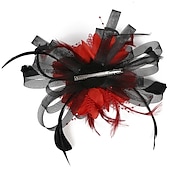 cheap Fascinators-Fascinators Headwear Headpiece Tulle Feathers Formal Business / Ceremony / Fall Wedding Kentucky Horse Race Ladies Day Vintage Elegant With Feather Bowknot Headpiece Headwear Race Day Dress