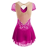 cheap Figure Skating Dresses-Figure Skating Dress Women's Girls' Ice Skating Dress Outfits White Purple Red Mesh Spandex High Elasticity Training Leisure Sports Practice Skating Wear Anatomic Design Handmade Patchwork Classic