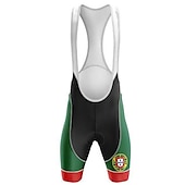 halpa Miesten vaatesarjat-Miesten Pyöräily jersey ja haalarishortsit Lyhythihainen Maastopyöräily Maantiepyöräily Talvi Musta Punainen Tumman vihreä Portugali Lippukuvio Pyörä Liikunta-asut UV-vastustuskykyinen Nopea