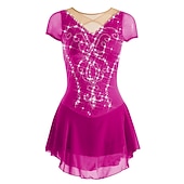cheap Figure Skating Dresses-Figure Skating Dress Women's Girls' Ice Skating Dress Outfits White Purple Red Mesh Spandex High Elasticity Training Leisure Sports Practice Skating Wear Anatomic Design Handmade Patchwork Classic