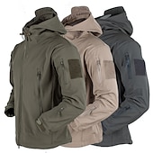 abordables Chaquetas y abrigos de hombre-operaciones especiales de los hombres chaqueta táctica militar de caparazón suave abrigo de caza con capucha abrigo de lana con capucha al aire libre térmico cálido impermeable a prueba de viento forrado con vellón ligero gabardina de invierno superior pe