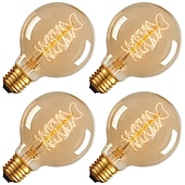 economico Lampadine a incandescenza-4pcs 40 W E26 / E27 G80 Giallo caldo 2200 k Incandescente Vintage Edison Lampadina 220-240 V / 110-130 V