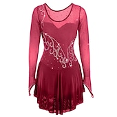 preiswerte Eiskunstlaufkleider-Eiskunstlaufkleid Damen Mädchen Eislaufen Kleider Austattungen Gelb Dunkelrot Pudriges Rosa Halo-Färbung Gitter Spandex Hochelastisch Wettbewerb Eiskunstlaufkleidung Eislaufen Eiskundstlauf