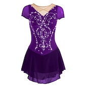 cheap Figure Skating Dresses-Figure Skating Dress Women's Girls' Ice Skating Dress Outfits White Purple Red Mesh Spandex High Elasticity Training Leisure Sports Practice Skating Wear Anatomic Design Handmade Patchwork Classic