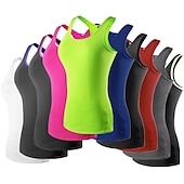 baratos Yoga Tops-Mulheres Regata de Corrida Regata Modeladora Costas Nadador Sem Manga Camada de base Atlético Elastano Respirável Secagem Rápida Treino de Ginástica Corrida Cooper Roupa de esporte Roupas Esportivas
