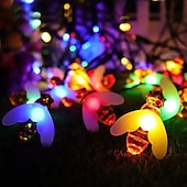 cheap Solar String Lights-Outdoor Solar Bee String Lights, 20 LEDs Waterproof Garden Fairy Lights with 8 Modes, Solar-Powered LED Lights for Outdoor Terrace, Flowers, Trees &amp; Party Decorations