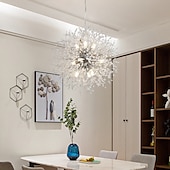 cheap Globe Design-12-Lights Modern Electroplated Globe Chandeliers Firework Led Nordic Style Pendant Lights Living Room Dining Room G9 Bulb Base