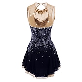 cheap Figure Skating Dresses-Figure Skating Dress Women's Girls' Ice Skating Dress Dark red White Pink Flower Open Back Mesh Spandex Practice Competition Skating Wear Jeweled Rhinestone Sleeveless Ice Skating Figure Skating