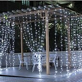cheap USB String Lights-LED Curtain String Lights Flash Fairy Garland 3x1 3x2 3x3M 300 LEDS USB Remote Control for New Year Christmas Outdoor Wedding Home Window Docoration