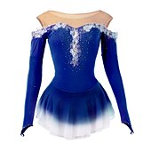 voordelige Schaatsjurken-Kunstschaatsjurk Dames Voor meisjes Schaatsen Jurken Geel Roze Donker paars Lapwerk Netstof Spandex Hoge Elasticiteit Wedstrijd Kunstschaatskleding Kristal / Bergkristal Stom licht Modieus Lange mouw