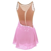 billige Figur skating kjoler-Kjole til kunstløp Dame Jente Skøyteløp Kjoler Hvit Gul Rosa Asymetrisk kant Netting Spandex Høy Elastisitet Trening Profesjonell Konkurranse Skøyteklær Anatomisk design Klassisk Krystall / Rhinstein