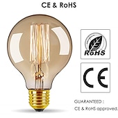 levne Klasické žárovky-4ks 40w e26 e27 g80 vintage edison žárovka starožitné žárovky stmívatelné teplé bílé 2300k 220-240v certifikované rohs ce