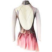 levne Šaty na krasobruslení-Šaty na bruslení Dámské Dívčí Buz Pateni Šaty Úbory Bílá Tmavě fialová Prašná růže Otevřít Zpět Spandex Lehce elastické Trénink Bruslařské oblečení Ručně vyrobeno Klasický Křišťál a napodobenina