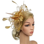 cheap Fascinators-Fascinators Headwear Headpiece Tulle Feathers Formal Business / Ceremony / Fall Wedding Kentucky Horse Race Ladies Day Vintage Elegant With Feather Bowknot Headpiece Headwear Race Day Dress