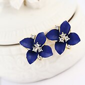 abordables Boucles d&#039;oreilles-1 paire Boucles d&#039;oreille Clou For Femme Soirée Casual du quotidien Strass Plaqué or Floral Fleur Camélia