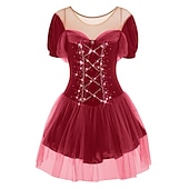 baratos Vestidos de Patinação Artística-Vestidos para Patinação Artística Mulheres Para Meninas Patinação no Gelo Vestidos Roupa Branco Leite Vermelho Escuro Amarelo e amarelo Elastano Elasticidade Alta Competição Roupa para Patinação