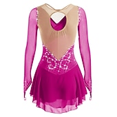 Недорогие Платья для фигурного катания-Платье для фигурного катания Жен. Девочки Катание на коньках Платья Белый Черный Красный Открытая спина Сетка Спандекс Эластичность Учебный Соревнование Одежда для фигурного катания Ручная работа