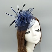 preiswerte Faszinator-Fascinators Kentucky Derby Hut Kopfbedeckung Federn Netz Fischerhut Hochzeit besonderer Anlass Damentag Melbourne Cup Cocktail mit Federn Rüschen Kopfbedeckung Kopfbedeckung