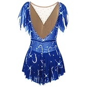 お買い得  フィギュアスケートドレス-フィギュアスケート ドレス 女性用 女の子 アイススケート ドレス セット バイオレット ブラック ホワイト オープンバック スパンデックス ストレッチヤーン 高弾性 訓練 競技大会 スケートウェア 手作り ソリッド クラシック クリスタル・ラインストーン 半袖 アイススケート フィギュアスケート