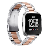 זול להקות שעונים של Fitbit-רצועת מתכת 1 יחידה עבור fitbit versa 2/versa/versa lite מהדורת החלפת רצועת פלדת אל חלד מוצקה צמיד עסקי תואם לשעון חכם fitbit versa