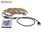זול אורות רצועת USB-0.5 מ &#039; סרטי תאורת LED גמישים חוטי תאורה 15 נוריות 5050 SMD בקר מרחוק 24Keys 1set RGB + לבן חג מולד לשנה החדשה עמיד במים ניתן לחיתוך יו אס בי 5 V מופעל באמצעות USB
