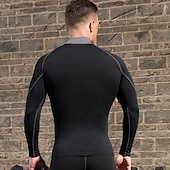 cheap Men&#039;s Active Tees &amp; Tanks-Men&#039;s Compression Shirt Running Shirt Long Sleeve Base Layer Summer Breathable Quick Dry Moisture Wicking Power Flex Fitness Gym Workout Running Sportswear Activewear Dark Grey Black White