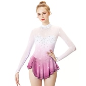 cheap Figure Skating Dresses-Figure Skating Dress Women's Girls' Ice Skating Dress Outfits Yan pink Golden yellow Violet Halo Dyeing Spandex Stretch Yarn Lace High Elasticity Professional Competition Skating Wear Handmade Fashion