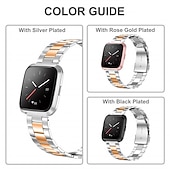 זול להקות שעונים של Fitbit-רצועת מתכת 1 יחידה עבור fitbit versa 2/versa/versa lite מהדורת החלפת רצועת פלדת אל חלד מוצקה צמיד עסקי תואם לשעון חכם fitbit versa