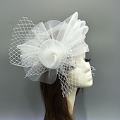billige Coiffer-fascinators kentucky derby lue hodeplagg fjær nett bøtte lue bryllup spesiell anledning damedag melbourne kopp cocktail med sløyfer hette hodeplagg hodeplagg