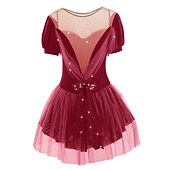baratos Vestidos de Patinação Artística-Vestidos para Patinação Artística Mulheres Para Meninas Patinação no Gelo Vestidos Roupa Branco Leite Vermelho Escuro Amarelo e amarelo Elastano Elasticidade Alta Competição Roupa para Patinação