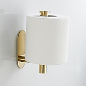 economico Set di accessori da bagno-Porta carta igienica&amp;amp; Set di 2 ganci da parete accessori da bagno autoadesivi per montaggio a parete in acciaio inossidabile (nero / dorato / argentato)