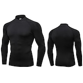 cheap Men&#039;s Active Tees &amp; Tanks-Men&#039;s Compression Shirt Running Shirt Long Sleeve Base Layer Summer Breathable Quick Dry Moisture Wicking Power Flex Fitness Gym Workout Running Sportswear Activewear Dark Grey Black White