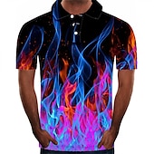 billiga Mäns mönstrade pikétröja-Herr Grafisk 3D POLO Shirt Tennisskjorta Golftröja Kortärmad Skjorta Krage Tröjkrage Dagligen Utekväll Gul Rodnande Rosa Rubinrött Purpur Orange Plusstorlekar Kläder Streetwear drivna