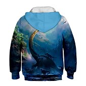 cheap Boy&#039;s 3D Animals-Kids Boys Girls Hoodie Pullover Cat Dinosaur Animal 3D Print Long Sleeve Kid Top Casual 2-12 Years Winter White Red Blue