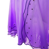 cheap Figure Skating Dresses-Figure Skating Dress Women's Girls' Ice Skating Dress Outfits Yan pink Golden yellow Violet Halo Dyeing Spandex Stretch Yarn Lace High Elasticity Professional Competition Skating Wear Handmade Fashion