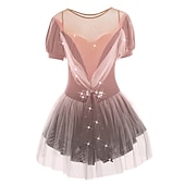 baratos Vestidos de Patinação Artística-Vestidos para Patinação Artística Mulheres Para Meninas Patinação no Gelo Vestidos Roupa Branco Leite Vermelho Escuro Amarelo e amarelo Elastano Elasticidade Alta Competição Roupa para Patinação