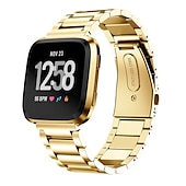 זול להקות שעונים של Fitbit-רצועת מתכת 1 יחידה עבור fitbit versa 2/versa/versa lite מהדורת החלפת רצועת פלדת אל חלד מוצקה צמיד עסקי תואם לשעון חכם fitbit versa