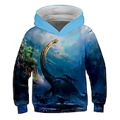 cheap Boy&#039;s 3D Animals-Kids Boys Girls Hoodie Pullover Cat Dinosaur Animal 3D Print Long Sleeve Kid Top Casual 2-12 Years Winter White Red Blue