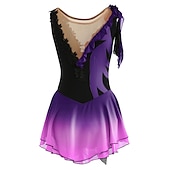 preiswerte Eiskunstlaufkleider-Eiskunstlaufkleid Damen Mädchen Eislaufen Kleider Austattungen Yan-pink  Violett Wie im Bild Patchwork Asymmetrischer Saum Gitter Spandex Hochelastisch Praxis Professionell Wettbewerb