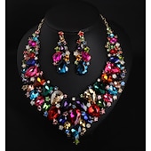 preiswerte Schmucksets-Brautschmuck-Sets 1 Set Kristall Strass Aleación 1 Halskette Ohrringe Damen Erklärung Mehrfarbig Niedlich Schick Birne Unregelmässig Schmuck-Set Für Party Hochzeit