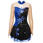 ieftine Rochii de patinaj artistic-Rochie de Patinaj Artistic Pentru femei Fete Πατινάζ στο πάγο Rochii Ținute Yan roz Alb / Alb Galben și galben Peteci Spandex Înaltă Elasticitate Competiție Ținută Patinaj Clasic Manșon Lung Patinaj