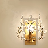 economico Lampade da parete in cristallo-lampada da parete a testa singola country americano lampada da parete comodino camera da letto in stile europeo soggiorno lampada da parete in cristallo creativo retrò candela di ferro