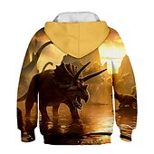 cheap Boy&#039;s 3D Animals-Kids Boys Girls Hoodie Pullover Cat Dinosaur Animal 3D Print Long Sleeve Kid Top Casual 2-12 Years Winter White Red Blue