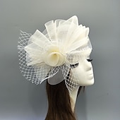 billige Coiffer-fascinators kentucky derby lue hodeplagg fjær nett bøtte lue bryllup spesiell anledning damedag melbourne kopp cocktail med sløyfer hette hodeplagg hodeplagg