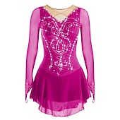 Недорогие Платья для фигурного катания-Платье для фигурного катания Жен. Девочки Катание на коньках Платья Белый Черный Красный Открытая спина Сетка Спандекс Эластичность Учебный Соревнование Одежда для фигурного катания Ручная работа