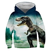 cheap Boy&#039;s 3D Animals-Kids Boys Girls Hoodie Pullover Cat Dinosaur Animal 3D Print Long Sleeve Kid Top Casual 2-12 Years Winter White Red Blue