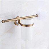 cheap Toilet Brush Holder-Toilet Brush with Holder,Antique Brass Ceramics Wall Mounted Rubber Painted Toilet Bowl Brush and Holder for Bathroom